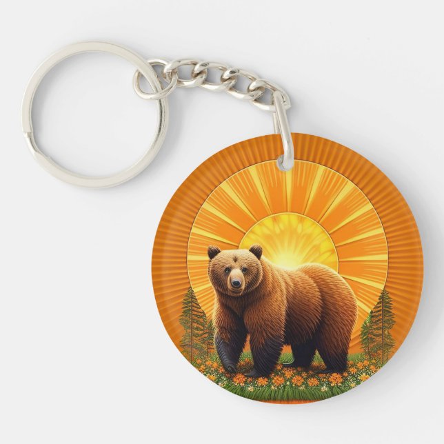 Majestic Brown Bear  Key Ring (Front)