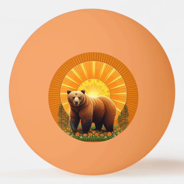 Majestic Brown Bear  Ping Pong Ball (Front)