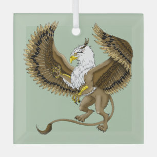 Majestic Brown Fantasy Griffin Mythical Gryphon Glass Tree Decoration