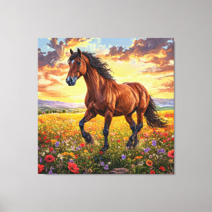 Majestic Brown Horse Running Canvas Print