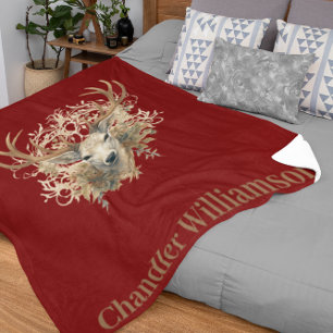Majestic Buck - Custom Name Fleece Blanket