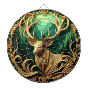 Majestic buck gazing out into a serene forest dartboard