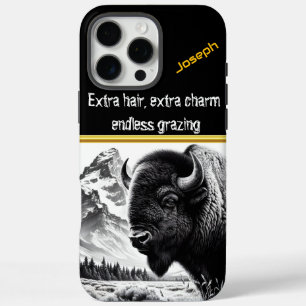 Majestic Buffalo Grazing Near Mountains at Sunrise iPhone 16 Pro Max Case