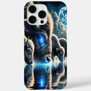 Majestic Buffaloes Reflecting Cosmic Night Wonders iPhone 16 Pro Max Case