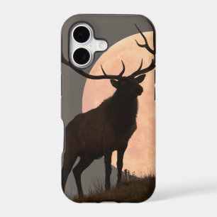 Majestic Bull Elk and Full Moon Rise