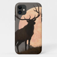 Majestic Bull Elk and Full Moon Rise
