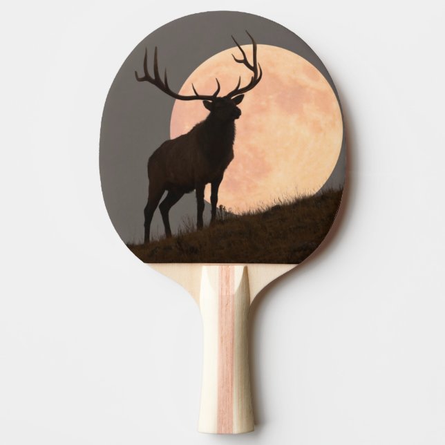 Majestic Bull Elk and Full Moon Rise Ping Pong Paddle (Front)