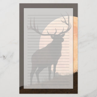 Majestic Bull Elk and Full Moon Rise Stationery