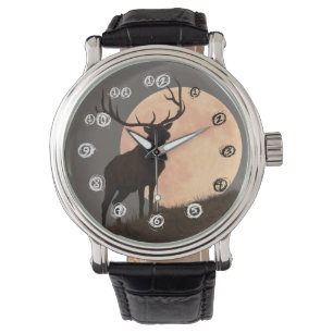 Majestic Bull Elk and Full Moon Rise Watch