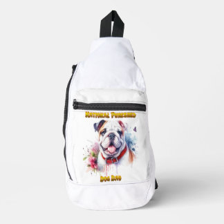 Majestic Bulldog Dog With Red Collar Sling Bag