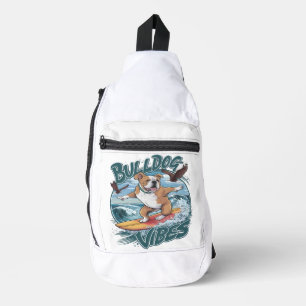 Majestic Bulldog Surfer Surfing Sling Bag