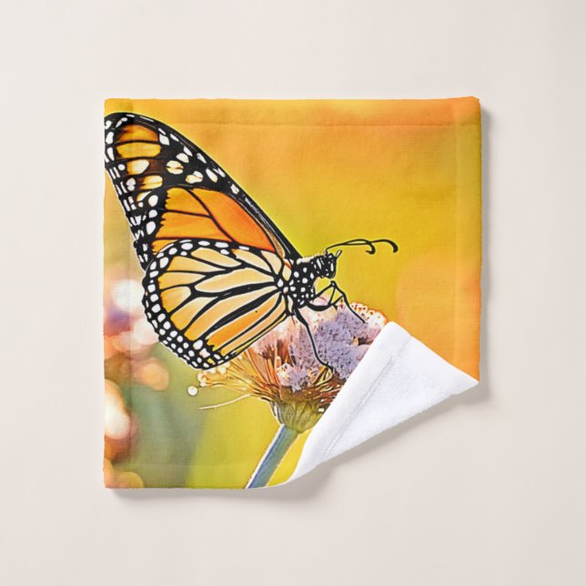 Majestic Butterfly Close Up Design Bath Towel Set (Wash Cloth)