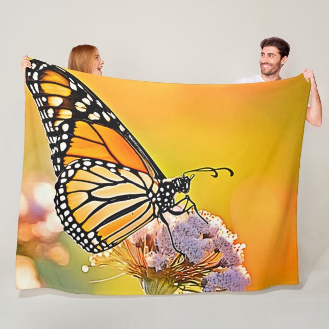 Majestic Butterfly Close Up Design Fleece Blanket (In Situ)