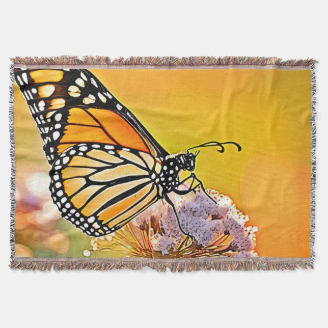 Majestic Butterfly Close Up Design Throw Blanket (Front)