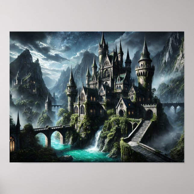 Majestic Castle in a Mystical Landscape Poster (Front)