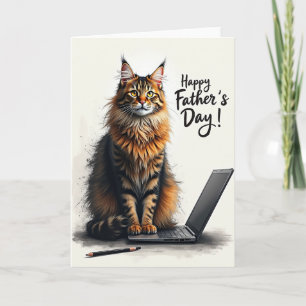 Majestic Cat Fathers Day Card