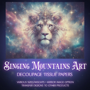 Majestic Celestial King Lion Decoupage Tissue Paper