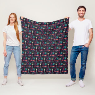 Majestic Celestial Moth - Space Mystic Fleece Blanket