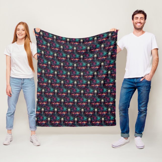 Majestic Celestial Moth - Space Mystic Fleece Blanket (In Situ)