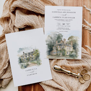 Majestic Chateau English Manor Destination Wedding Invitation