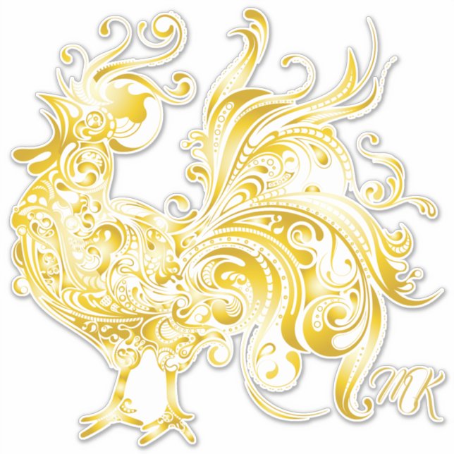 Majestic Chicken Golden Rooster Trendy Tribal Gold (Front)