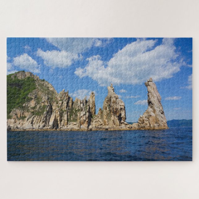 Majestic Coastal Spires – Triozyorye, Sea of Japan Jigsaw Puzzle (Horizontal)