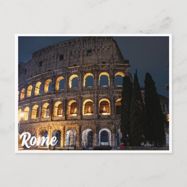 Majestic Colosseum at night in Rome, Italy Postcard (Front)