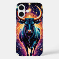 Majestic Cosmic Bull Surrounded by Glowing Stars