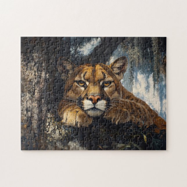 Majestic Cougar in Forest Jigsaw Puzzle (Horizontal)