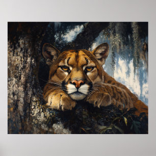 Majestic Cougar in Forest Poster