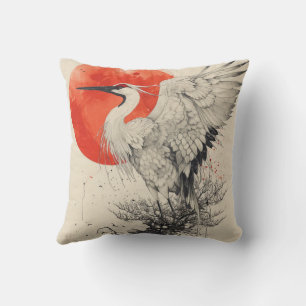 Majestic Crane in Natural Habitat Cushion