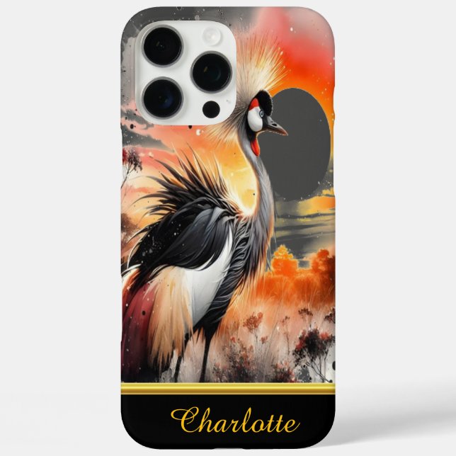 Majestic Crane in Sunset Over African Landscape Case-Mate iPhone Case (Back)