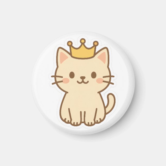 Majestic Cuddly Cat with a Crown Magnet (Front)