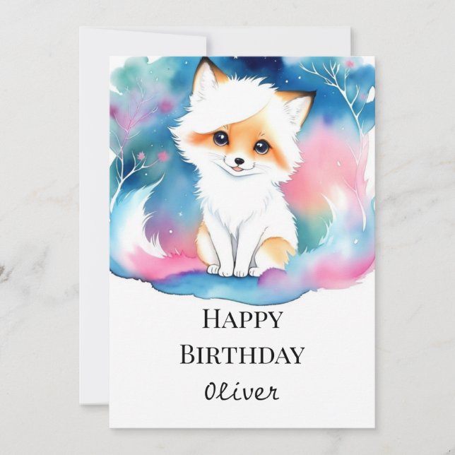 Majestic Cute Fox Birthday Card (Front)
