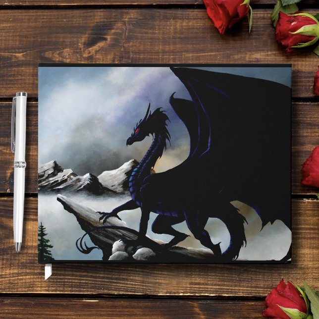 Majestic Dark Dragon Black Fantasy Mountains  Guest Book (Creator Uploaded)