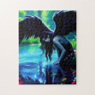 Majestic Dark Fairy Leaning by Reflection Jigsaw Puzzle