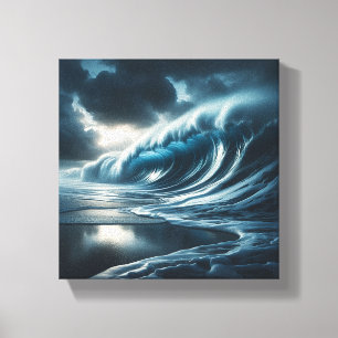 Majestic Dark Teal Ocean Wave - Dramatic Stormy  Canvas Print