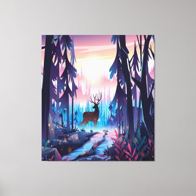 Majestic Deer at Sunrise – Enchanted Forest Canvas (Front)