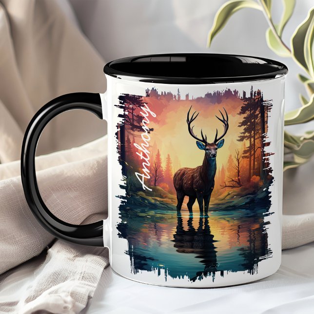 Majestic Deer at Sunset Lake Reflection Mug (Creator Uploaded)