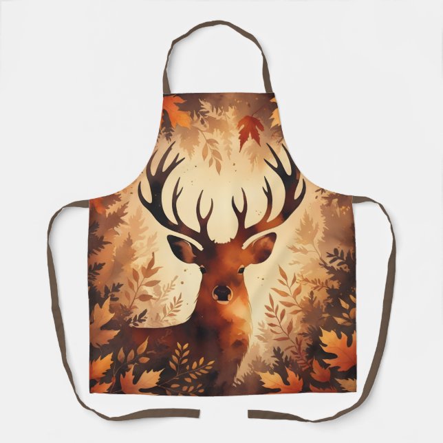Majestic Deer Autumn Forest Apron (Front)
