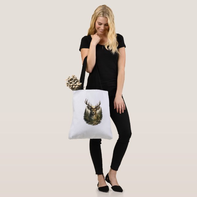 Majestic Deer Forest Adventure Nature Tote Bag (On Model)