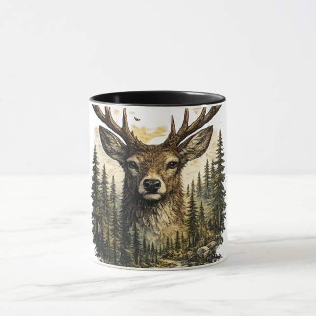 Majestic Deer Forest Adventure Nature/ Watch Mug (Center)