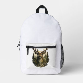 Majestic Deer Forest Adventure Nature/ Watch Printed Backpack
