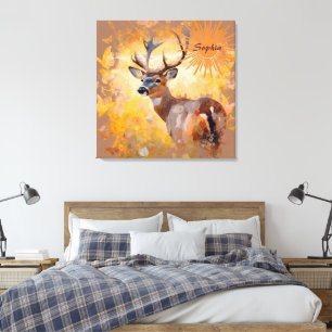 Majestic Deer in a Field of Wildflowers Canvas Print