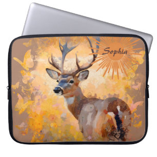 Majestic Deer in a Field of Wildflowers Laptop Sleeve