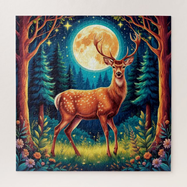 Majestic Deer in a Lush Forest Jigsaw Puzzle (Vertical)