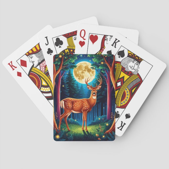 Majestic Deer in a Lush Forest Playing Cards (Back)