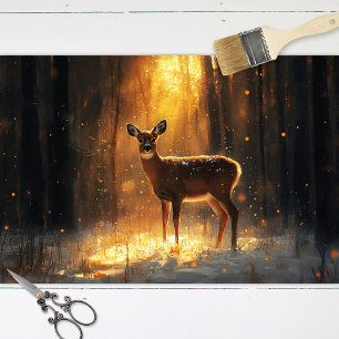 Majestic Deer in a Winter Forest Decoupage Tissue Paper
