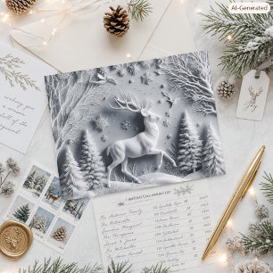 Majestic Deer in Snowy Forest Christmas postcard