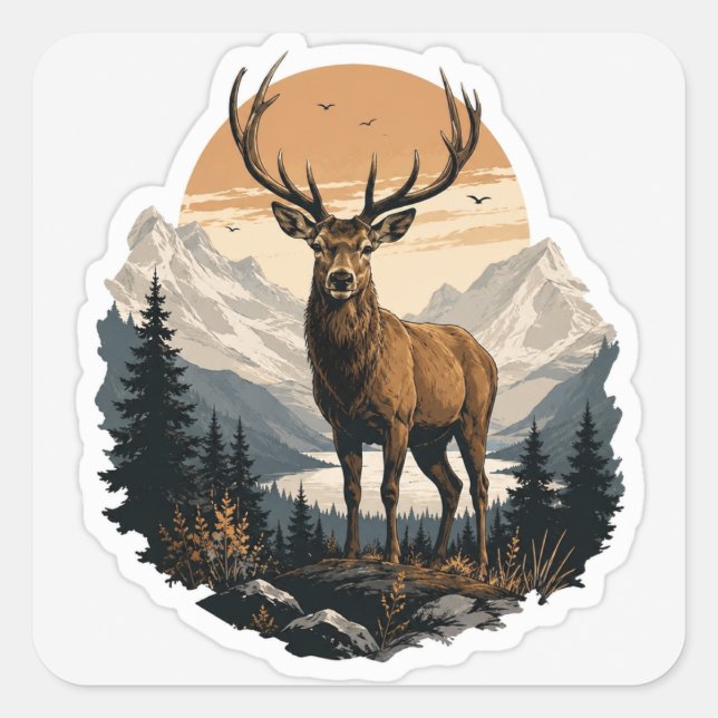 Majestic Deer Sticker | Wildlife Nature Vector Art (Front)